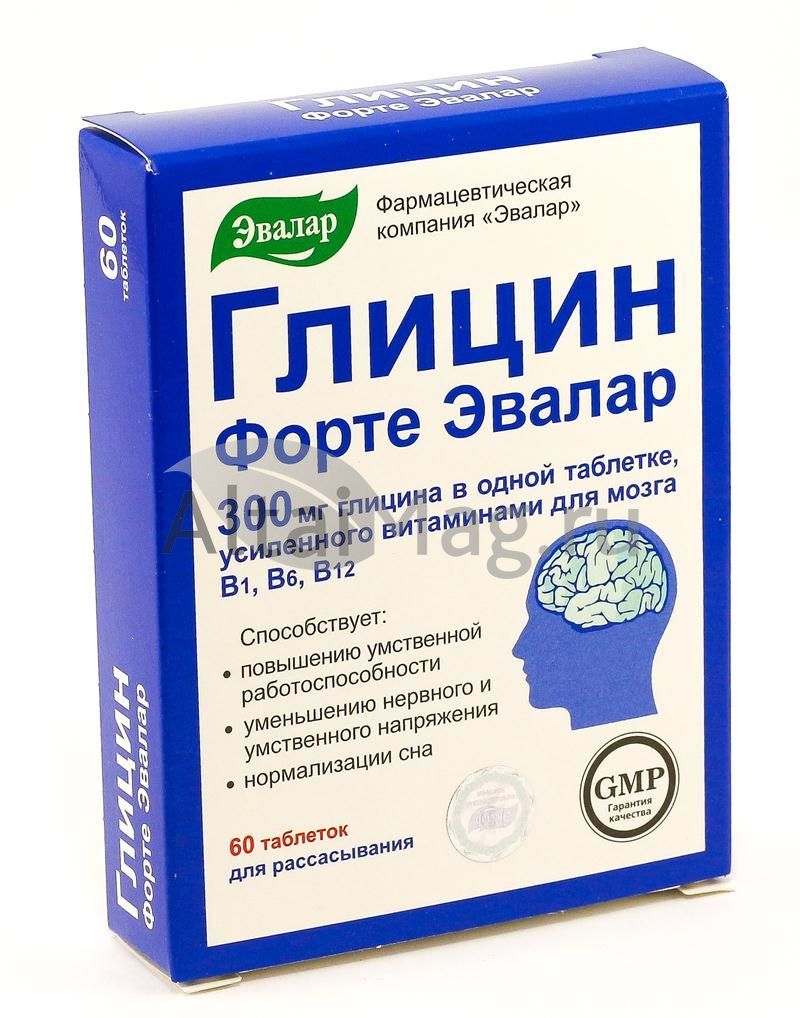 Глицин форте эвалар №60табл (блистер) в Барнауле — купить недорого по  низкой цене в интернет аптеке AltaiMag