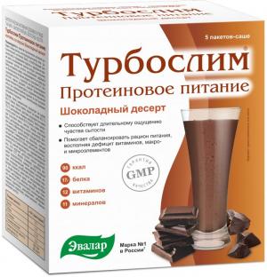 Турбослим протеиновое питание коктейль Шоколадный десерт Эвалар 5шт