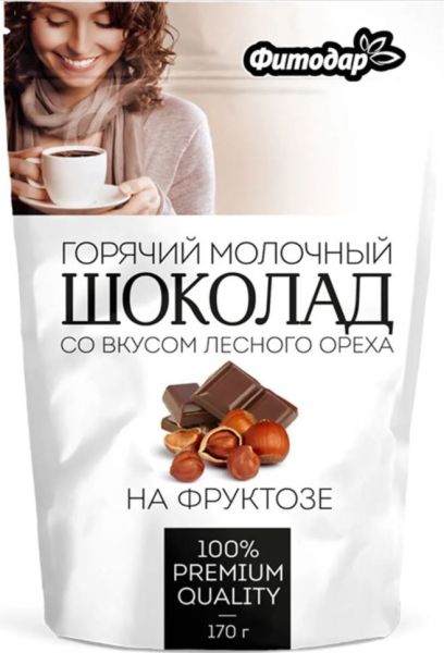 Напиток Фитодар горячий шоколад молочный лесной орех на фруктозе 170гр фотография