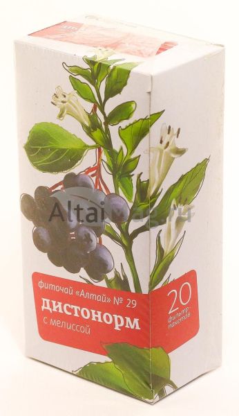 Изображение товара Фиточай Алтай №29 Дистонорм c мелиссой, №20 пак Фиточай Алтай №29 Дистонорм c мелиссой, №20 пак фотография